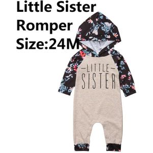 Casual Kids Baby Meisjes Zus Match Bloemen Kleding Lange Mouwen Brief Hooded Tops Jumpsuit Warme Herfst Winter Outfits 0-6Y