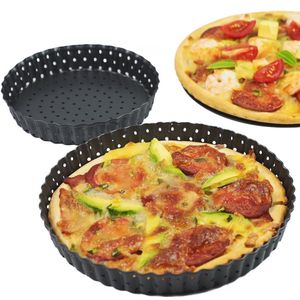 Gecanneleerd Pizza Pannen Met Verwijderbare Bodem Gaten Non-stick Ronde Vorm Pizza Bakplaat Plaat Thuis Keuken Bakkerij Accessoires