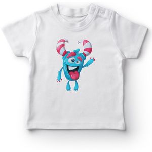 Angemiel Baby Salute Waardoor Candy Eenhoorn Monster Baby Boy T-shirt Wit