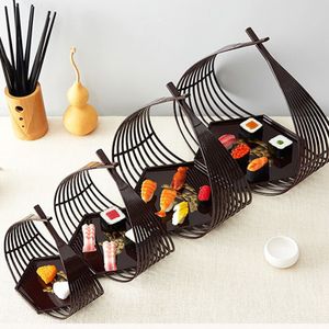 Zeshoekige Lade Sushi Tempura Plaat Voedsel Manden Japanse Versieren Restaurant Dessert Snack Specialiteit Diner Plaat Servies 1Pcs