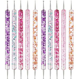 5/6/10/15/20Pcs Manicure Borstels Nagels Pen Puntjes Acryl Nail Schilderen Liner Borstels Nail Art Uv Gel Decoratie Gereedschappen