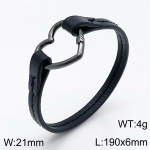 Mannen Vrouwen Zilver Kleur Rose Goud Koper Staal Holle Hart Beer Zwart Lederen Armbanden Pulseras Sieraden