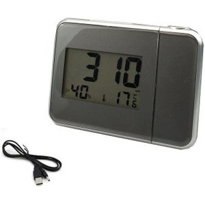 Digitale Projectie Wekker Weerstation Temperatuur Thermometer Desk Tijd Datum Display Projector Kalender Usb Charger