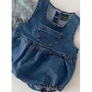2022 Baby Denim Bodysuit Mouwloze Zomer Kleding Baby Jongens Meisjes Polka Dot Print Leuke Jumpsuit Childrenoveralls Outfits