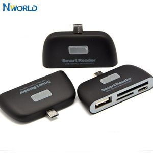 Nworld 4 IN 1 Multifunctionele USB 2.0 SD Smart Kaartlezer OTG TF Kaartlezer Adapter Met Micro USB Charge poort Voor PC
