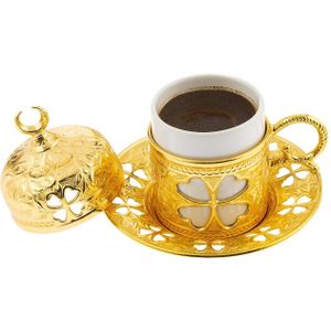 Authentieke Turkse Koffie Espresso Set Set Clover Patroon Coffeeware Arabische Koffie Cup Set Thee Cup Set Griekenland Koffie Set