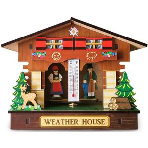 Creatieve Houten Huis Barometer Thermometer Wandmontage Weer Hygrometer Home Decor