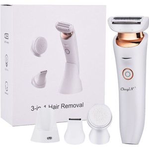 Ckeyin 3 In 1 Elektrische Ontharing Professionele Vrouwen Epilator Kit Pijnloos Scheerapparaat Usb Oplaadbare Trimmer Facial Borstel