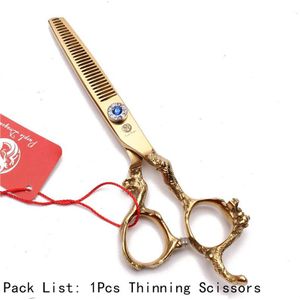 5.5 "440C Goud Professionele Haar Schaar Rechte Scharen Dunner Scharen Draak Handvat Kappersscharen Z9003