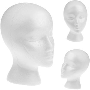 Vrouwelijke Witte Doorbuiging Hoofd Polystyreen Piepschuim Foam Hoofd Model Stand Pruik Haar Hoed Headset Mannequin Hoofd Display Stand Rack