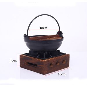 Sukiyaki Ijzeren Pot Met Houten Deksel Japanse Shabu Pot Opknoping Kachel Restaurant Koken Set