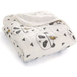 110*150Cm 2-Layer Witte Mousseline Inbakeren Wrap Baby Deken 100% Katoen Zacht Grijze Ster Verpleging Cover baby Bad Handdoek Play Mat
