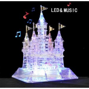 3D Vergadering Kristal Kasteel Puzzel 3D Muzikale Jigsaw met Mooie Licht-Up Educatief Kids Building speelgoed voor Kerst Cadeau