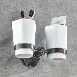 Badkamer Accessoires Set Handdoekenrek Papier Houder Zeep Mand Toiletborstelhouder Massief Messing Bad Hardware Set Zwarte Olie Geborsteld