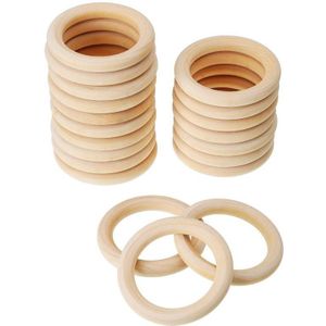 20 Pack Hout Ringen Houten Ringen Voor Craft, Ring Hanger En Connectors Sieraden Maken 70Mm