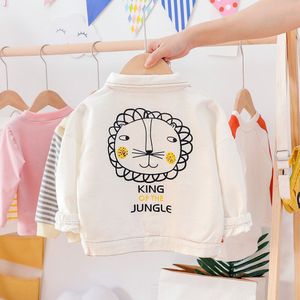 Lente Baby Boy Cartoon Leeuw Denim Jassen Peuter Wit Blauw Lange Mouwen Cowboy Jas Kids Bovenkleding Pasgeboren Katoen Casual Jassen