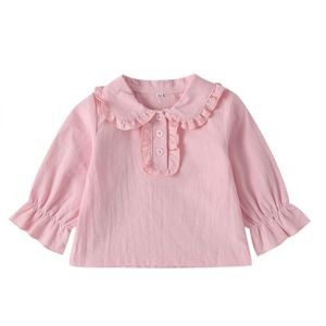 Baby Meisjes Mode Shirt Leisure Mooie Lange Mouw Meisjes Schattige Pop Kraag Rozig Casual Lente En Herfst Blouse