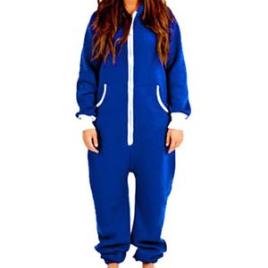 Winter Hooded Pyjama Set Volwassen Onesie Voor Vrouwen Mannen Paar Lange Mouwen Zwart Blauw Pyjama Set Een Stuk Nachtkleding