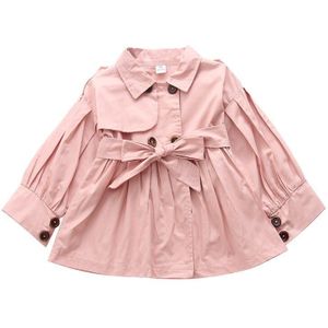 Herfst Winter Kinderen Meisje Trenchcoat Baby Meisje Kleding Jas Kaki Roze Kids Dakgoten Jassen Bandage Kaki Meisjes Jassen tops