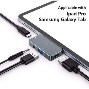 Usb C Hub Voor Ipad Pro, samsung Galaxy Tab Docking Station Met 4K Hdmi-Compatibel USB3.0 3.5Mm Audio Jack Sd/Micro Card reader