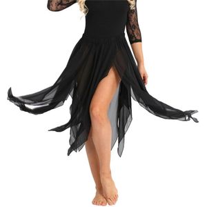 Vrouwen Meisjes Asymmetrische Zoom Side Split Chiffon Ballroom Latin Ballet Dans Rok Volwassen Stadium Prestaties Lyrische Dans Kostuums