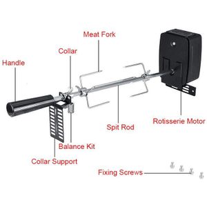 Automatische Bbq Grill Rotisserie Elektrische Bbq Motor Metalen Outdoor Spit Koffiebrander Staaf Houtskool Varken Kip Rundvlees Camping Koken Gereedschap