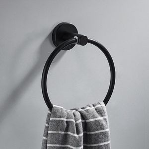 304 Stainless Steel Towel Ring Chrome Towel Hanging Ring Round Simple Black European Bathroom Accessories Rustproof