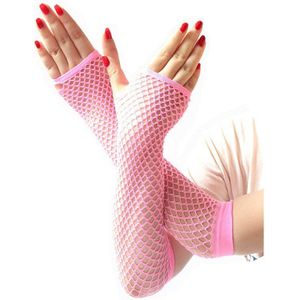 Roze Paars Groen Nylon Gekleurde Vingerloze Visnet Handschoenen Voor 80 S Feestartikelen En Kostuum Accessoires (Lange) ST255