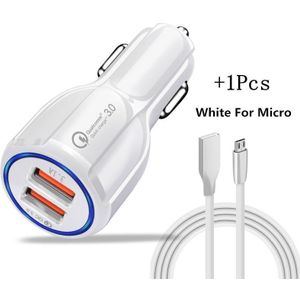 2 Usb-poorten Carcharger Quick Lading QC3.0 Snel Opladen Adapter Dual Usb Auto-Oplader Voor Iphone Micro Usb Type C Kabel Lader