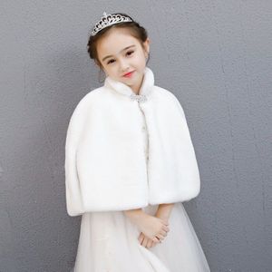 Witte Cape Faux Fur Sjaal Kinderen Mantel Winter Warm Prinses Jurk Jas Bruiloft Accessoires Shawl