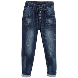 Vrouwen Zomer Empire Elastische Taille Vintage Enkellange Harembroek Grote Maat Pant 5XL 100Kg Zware Vrouwelijke Toevallige Denim jeans