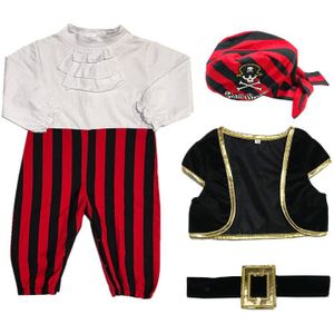 Pirate Captain Cosplay Kostuum Baby Peuter Jumpsuit Jongen Panty Kinderen Dag Fancy Halloween Open Broek Pak