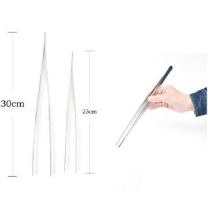 Lange Barbecue Voedsel Tong Roestvrijstalen Rechte Pincet Getande Pincet Huis Tuin Keuken Bbq Tool 12.5/25/30cm