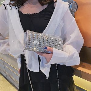 YYW Vrouwen Avondtasje Zilveren Bruiloft Party Bags Diamant Strass Koppelingen Crystal Bling duurzaam Clutch Bags Luxe Portemonnees