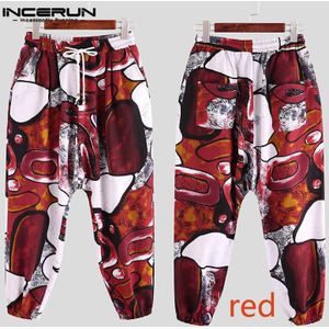 Incerun Mannen Harembroek Joggers Losse Print -Kruis Broek Zakken Koord Streetwear Katoen Casual Thai Broek Mannen