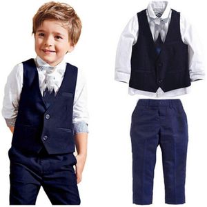 Baby Boy 3 Stuks Kleding Set Herfst Winter Kinderen Leisure Vest Gentleman Pak Voor Bruiloften Formele Kleding Suits