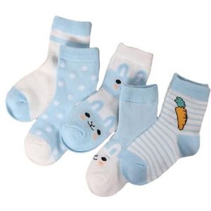5 Pairs Jongens Meisjes Baby Zomer Cartoon Katoen Mesh Ademende Midden Buis Sokken Cartoon Patroon Leuke En Mooie