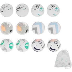 12 stks/partij Gezicht Make-Up Remover Herbruikbare Katoenen Pads Drie layer Veeg Pads Nail Art Cleaning Puff Wasbare met Waszak