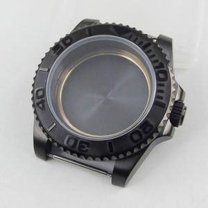 Fit NH35/NH36 Beweging Pvd Plated 40 Mm Black Watch Case Met Saffier Glas Roterende Bezel
