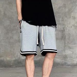 Streetwear Vintage Mesh Baggy Shorts Mannen Justin Bieber Side Rits Elastische Taille Losse Knielengte Joggingbroek M-XXL