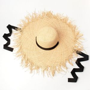 Lange Lint Gestreepte Raffia Hoeden Voor Vrouwen En Kinderen Mode Koepel Oversized Strand Hoed Outdoor Zomer Schaduw Zonnehoed Ouder-Kind