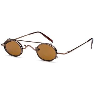 LEIDISEN Steampunk Zonnebril Mannen Vrouwen Ovale Clip Op Zonnebrillen Metal Gothic Glas Oculos Vintage