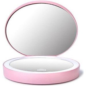 LED Verlichte Draagbare Make-Up Spiegel 2X Vergrootglas Compacte Reizen Cosmetische Sensing Verlichting Make-Up Spiegel USB FC