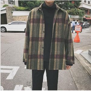 Oversized Flanel Vintage Shirt Mannen Plaid Lange Mouwen Controleer Shirts Voor Mannen Losse Mannen Button Up Mannen Toevallige Lange mouwen