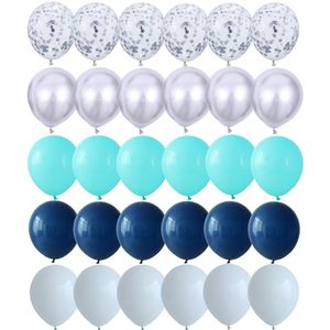 30Pcs Tiffany Blauwe Ballonnen Set Chrome Metallic Latex Ballon Met Confetti Ballonnen Bruiloft Verjaardag Party Decor Baby Douche