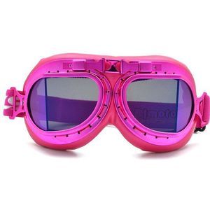 Bjmoto Vrouwen Motorfiets Scooter Pilot Ski Dirt Bike Fietsen Glazen Met Zilveren Lens Roze Frame Goggles Motocross