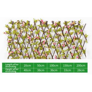 Kunstmatige Roos Bloem Tuin Privacy Hek Muur Blad Hout Telescopische Uitbreiden Latwerk Wijnstok Klimrek Tuinieren Home Decor