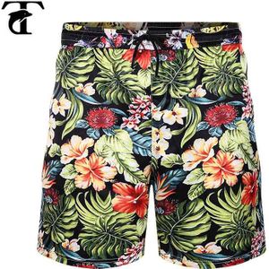 Zomer Strand Mannen Shorts Hawaii Bloemen Gedrukt Casual Sneldrogende Shorts Plus Size Elastische Outdoor Seaside Sport Broek