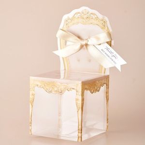 10 stuks Retro Bruiloft Suiker Rose Gold PVC Geschenkdoos met Lint Decoratieve Bruiloft Gunst Tafel Decor Candy dozen