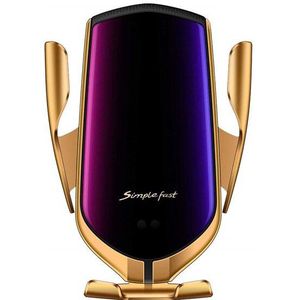 R1 Automatische Spannen 10W Auto Draadloze Oplader Voor Iphone Xs Huawei Lg Infrarood Inductie Qi Draadloze Oplader Auto Telefoon houder